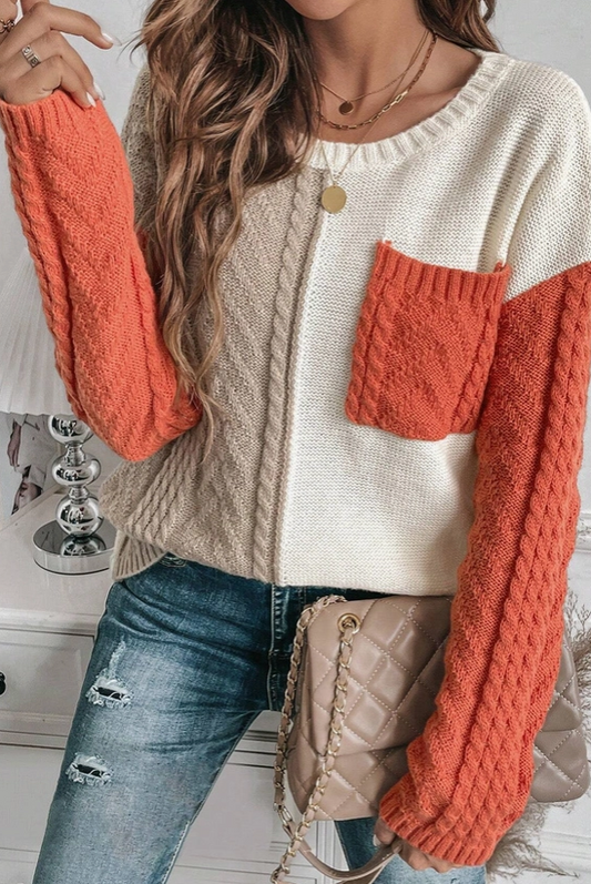 Patched Pocket Sweater