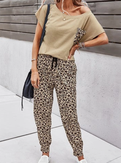 Leopard Print 2pc Pajama Set