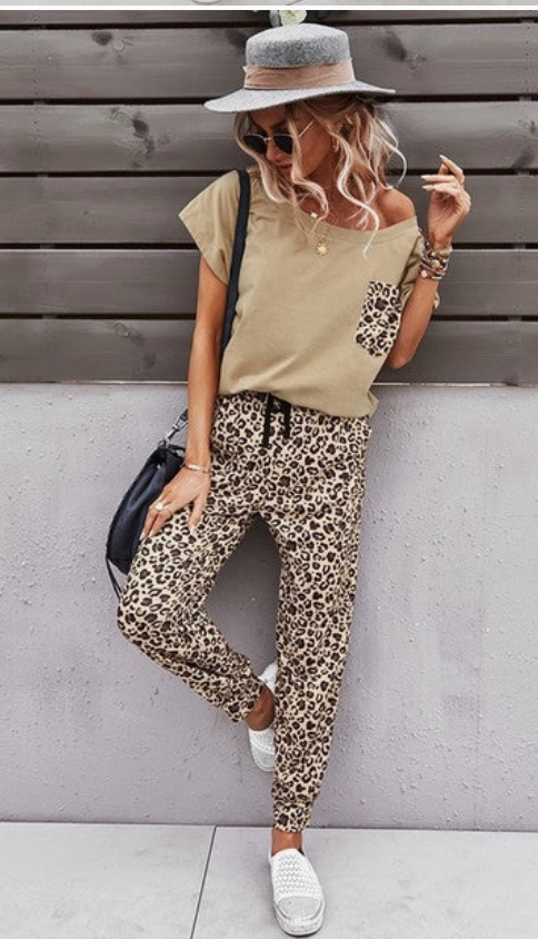 Leopard Print 2pc Pajama Set