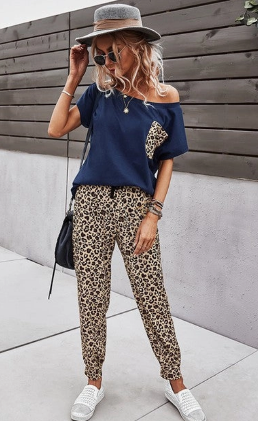 Leopard Print 2pc Pajama Set